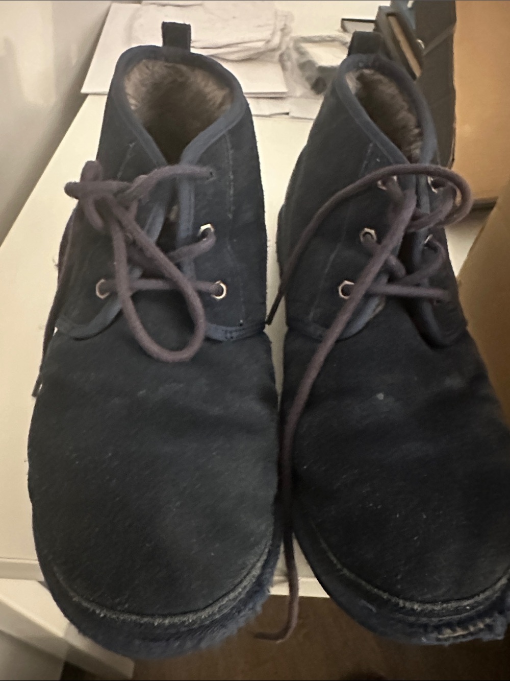 UGG Men's Navy Suede Chukka Boots with Laces